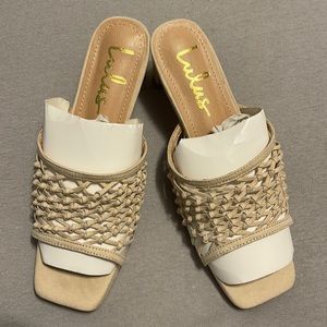 Cute lulu’s light nude size 7 slide on heels.
